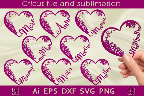 Hearts with the Word Mom. SVG Cutting Review